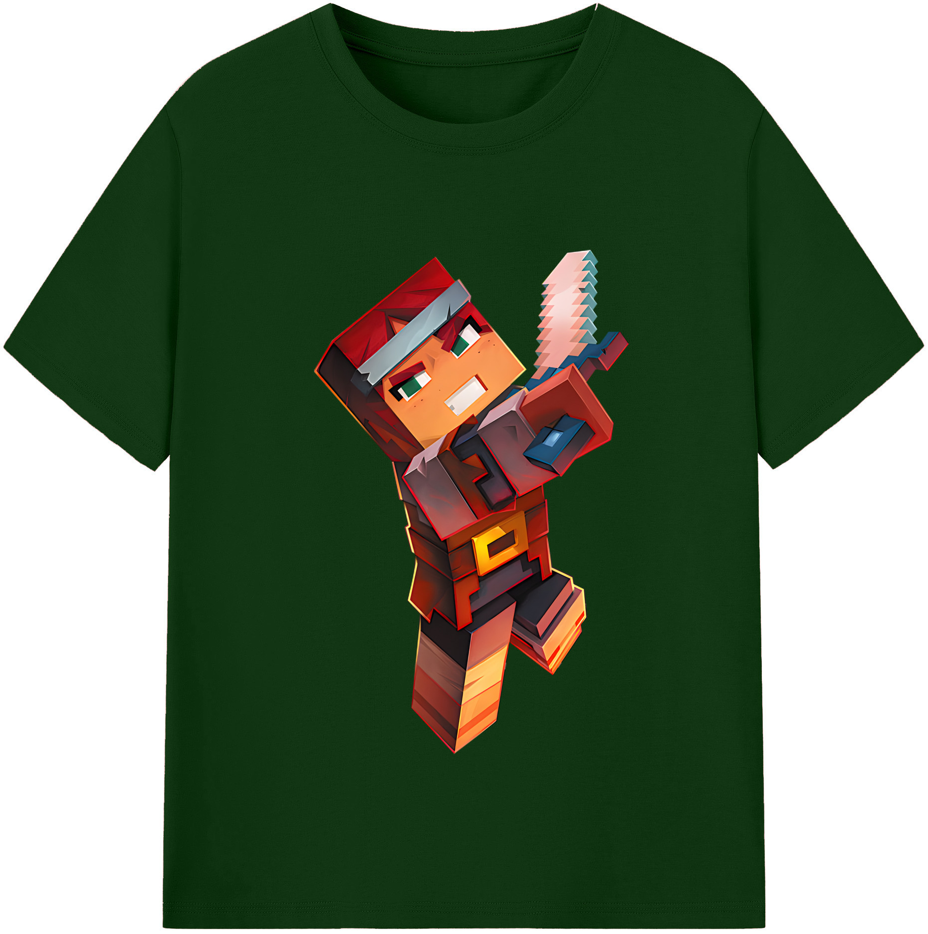 （画像用） マインクラフト ブロックの世界 Minecraft MC Block world 綿100％半袖Tシャツ（フロントプリント）